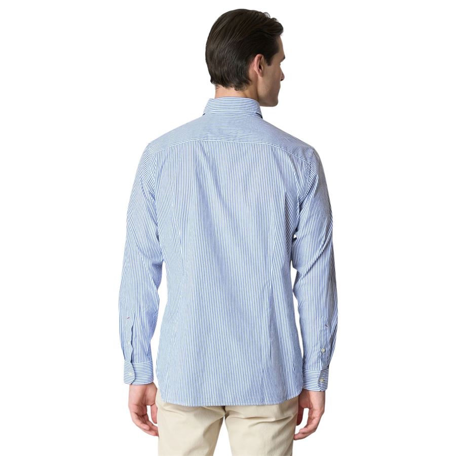 Camicia da uomo in cotone stretch popeline a righe slim fit con logo U.S. Polo Assn | US41104019730